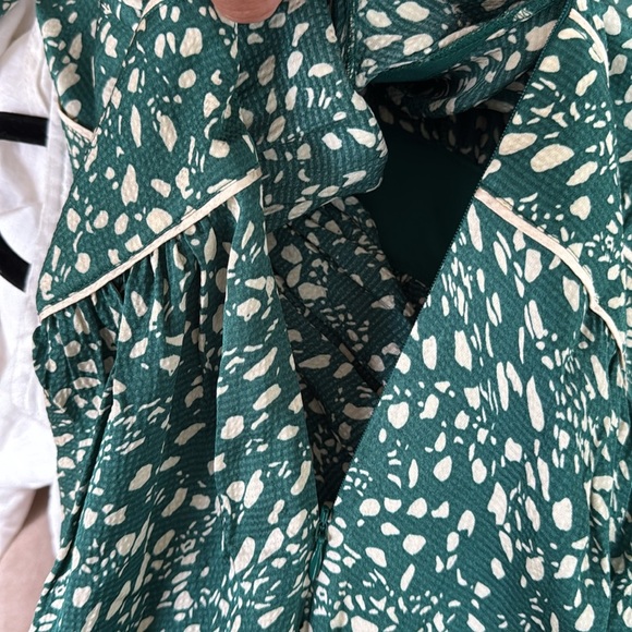 BA&SH Esmee Printed Midi Dress - Green Size 1/S - Picture 12 of 14